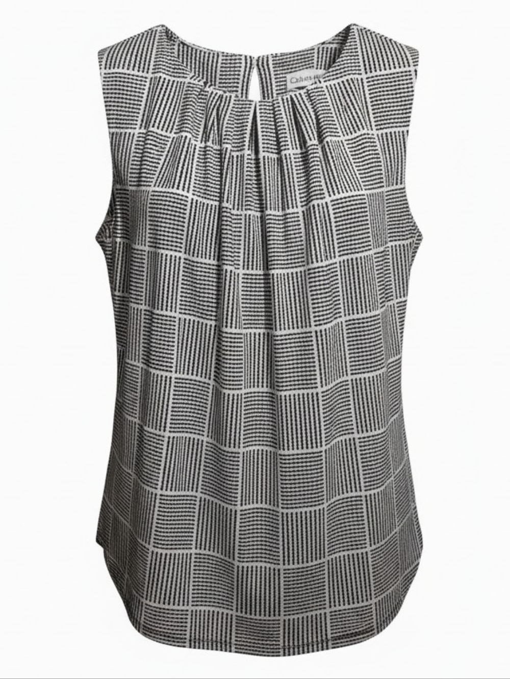 Sleeveless Black & White Geometric Print Top